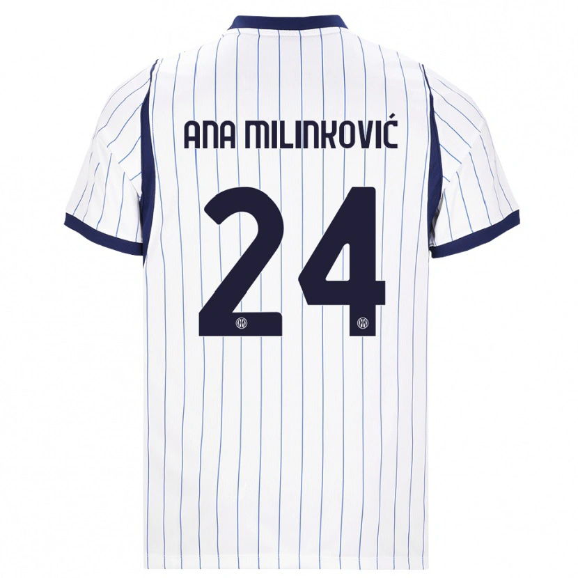 Danxen Bambino Maglia Marija Ana Milinković #24 Bianco Blu Navy Kit Gara Away 2026/27 Maglietta