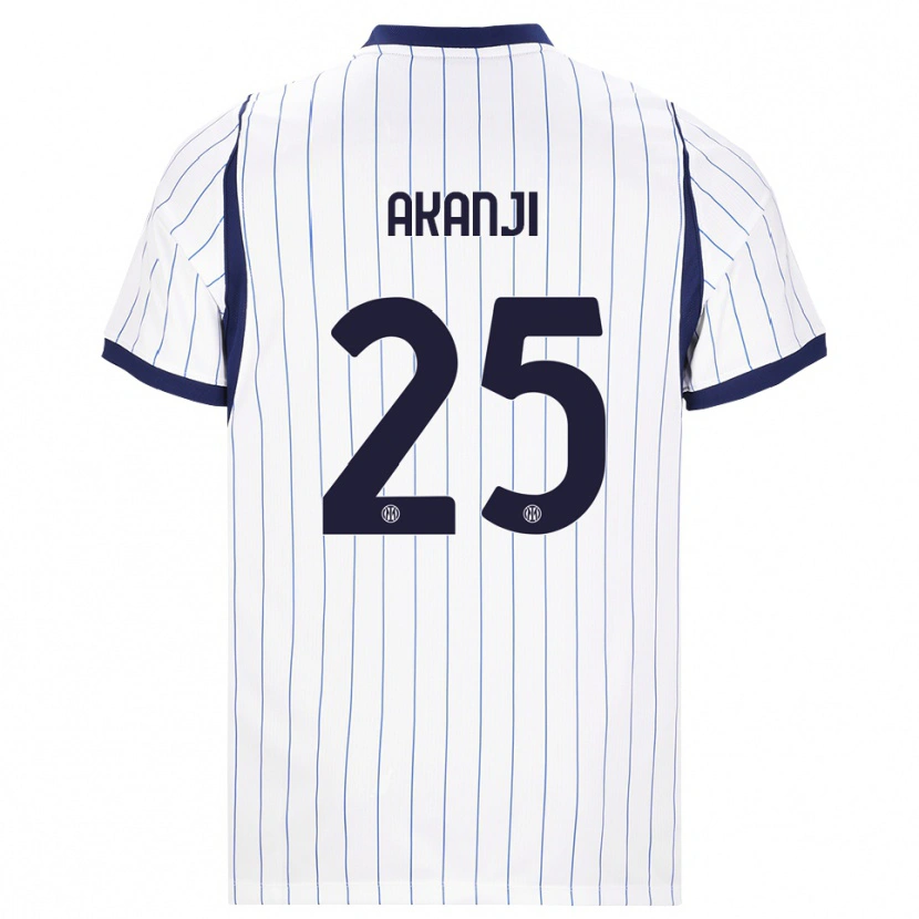 Danxen Bambino Maglia Manuel Akanji #25 Bianco Blu Navy Kit Gara Away 2026/27 Maglietta