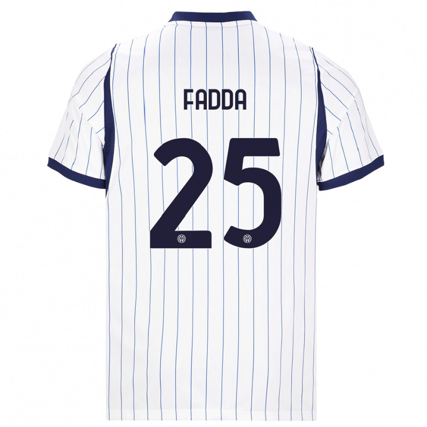 Danxen Bambino Maglia Paola Fadda #25 Bianco Blu Navy Kit Gara Away 2026/27 Maglietta