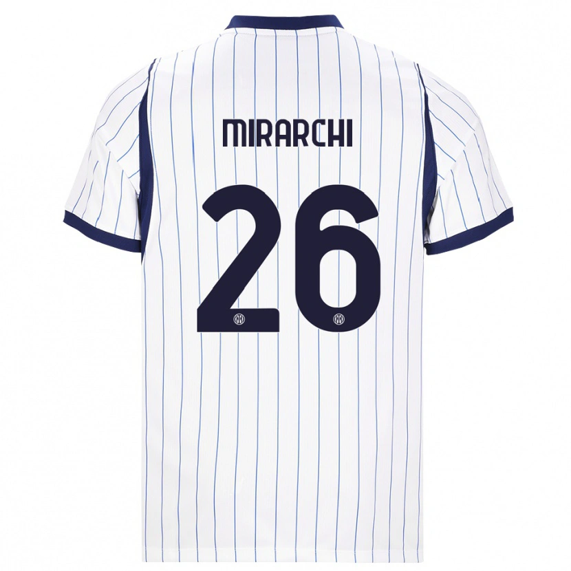 Danxen Bambino Maglia Mattia Mirarchi #26 Bianco Blu Navy Kit Gara Away 2026/27 Maglietta