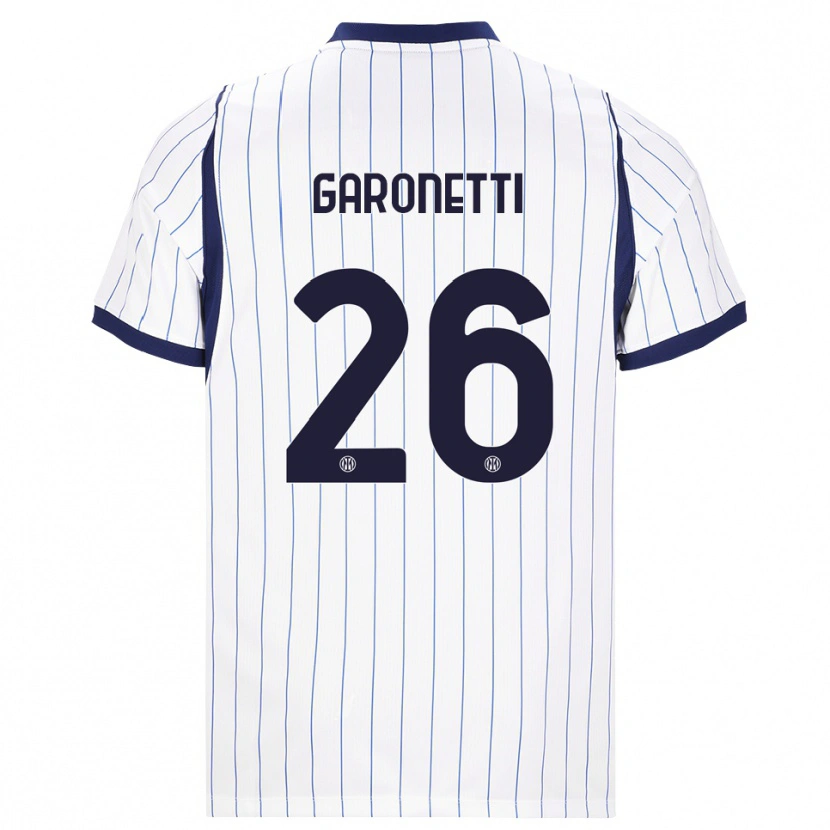 Danxen Bambino Maglia Gabriele Garonetti #26 Bianco Blu Navy Kit Gara Away 2026/27 Maglietta