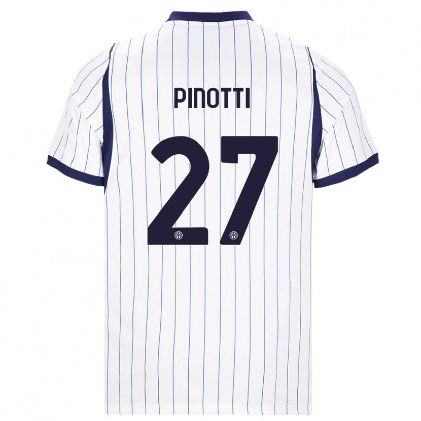 Danxen Bambino Maglia Manuel Pinotti #27 Bianco Blu Navy Kit Gara Away 2026/27 Maglietta