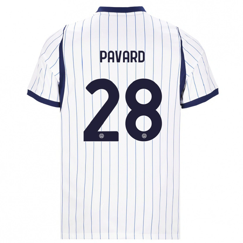 Danxen Bambino Maglia Benjamin Pavard #28 Bianco Blu Navy Kit Gara Away 2026/27 Maglietta