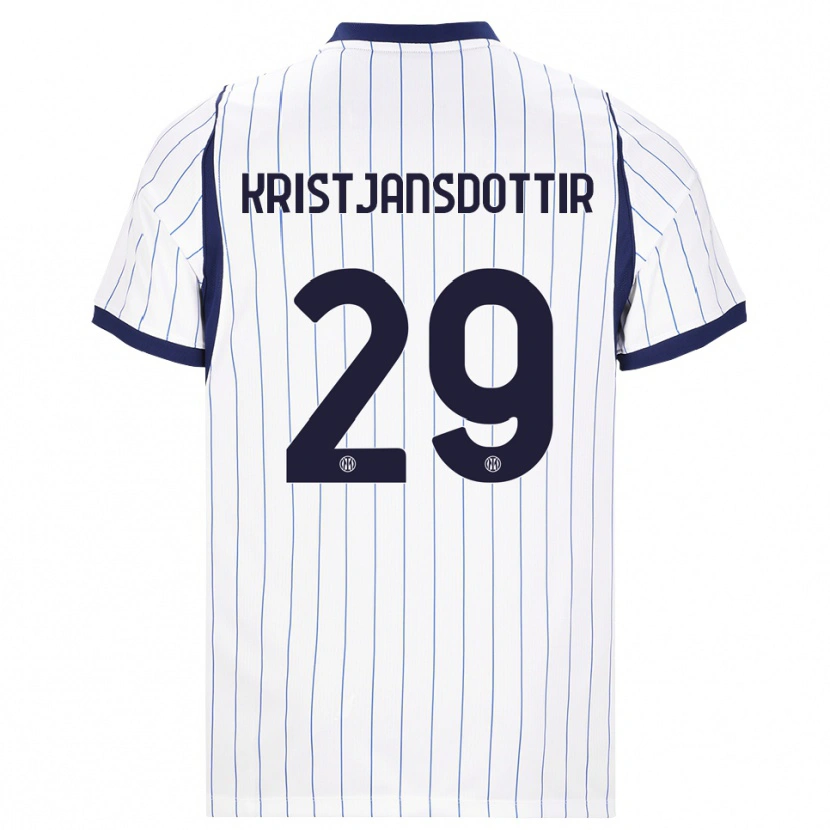 Danxen Bambino Maglia Anna Bjork Kristjansdottir #29 Bianco Blu Navy Kit Gara Away 2026/27 Maglietta