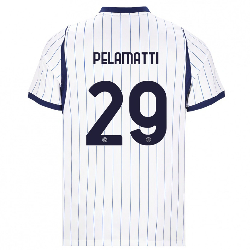 Danxen Bambino Maglia Andrea Pelamatti #29 Bianco Blu Navy Kit Gara Away 2026/27 Maglietta