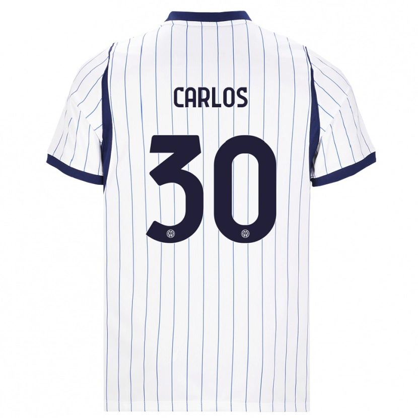 Danxen Bambino Maglia Carlos Augusto #30 Bianco Blu Navy Kit Gara Away 2026/27 Maglietta