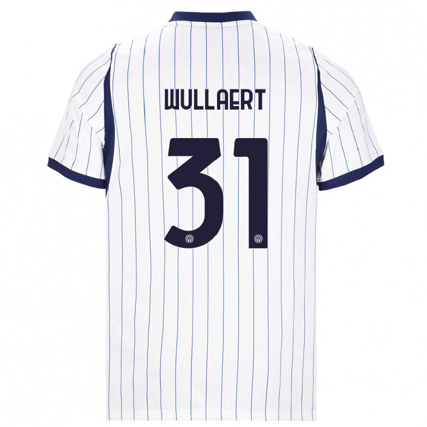 Danxen Bambino Maglia Tessa Wullaert #31 Bianco Blu Navy Kit Gara Away 2026/27 Maglietta