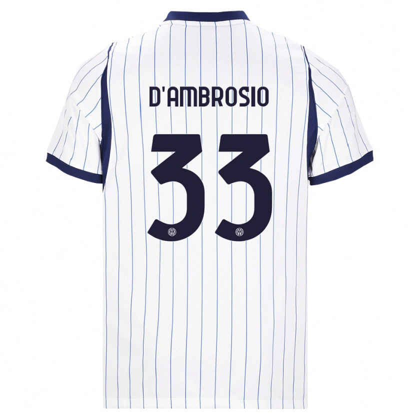 Danxen Bambino Maglia Danilo D'ambrosio #33 Bianco Blu Navy Kit Gara Away 2026/27 Maglietta