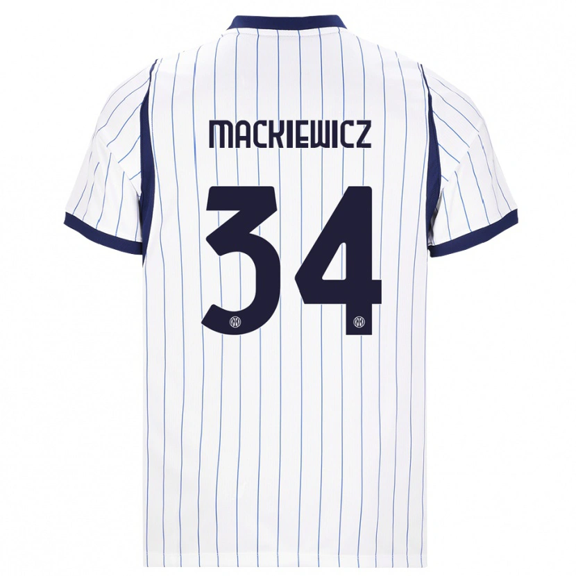 Danxen Bambino Maglia Patryk Mackiewicz #34 Bianco Blu Navy Kit Gara Away 2026/27 Maglietta