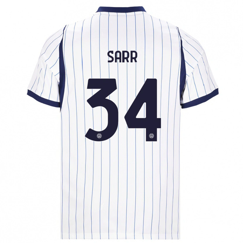 Danxen Bambino Maglia Amadou Sarr #34 Bianco Blu Navy Kit Gara Away 2026/27 Maglietta