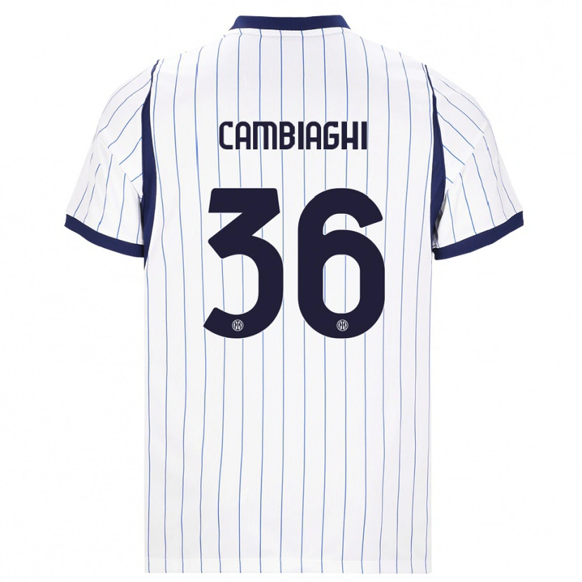 Danxen Bambino Maglia Michela Cambiaghi #36 Bianco Blu Navy Kit Gara Away 2026/27 Maglietta