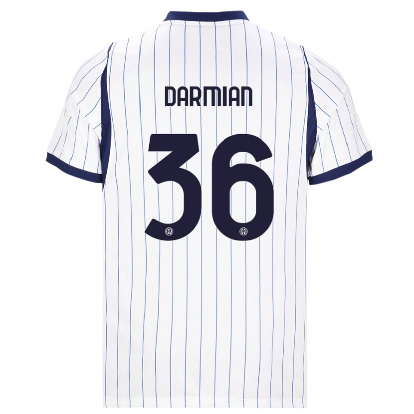 Danxen Bambino Maglia Matteo Darmian #36 Bianco Blu Navy Kit Gara Away 2026/27 Maglietta