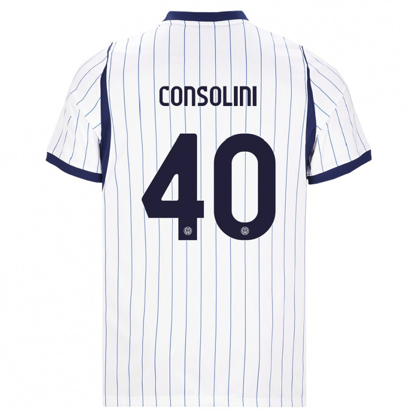 Danxen Bambino Maglia Lidia Consolini #40 Bianco Blu Navy Kit Gara Away 2026/27 Maglietta