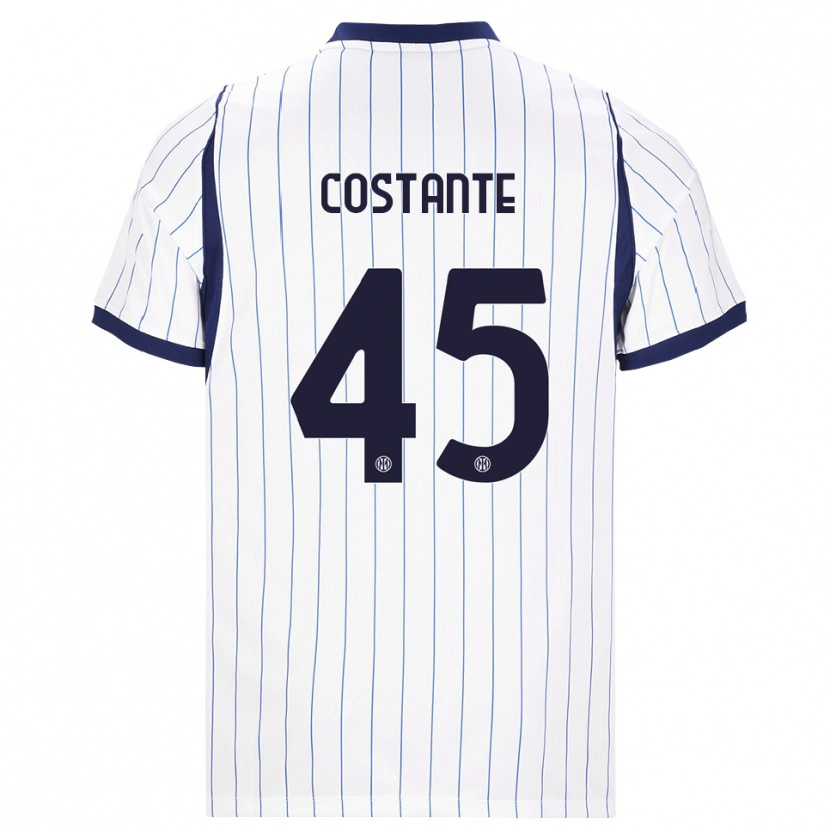 Danxen Bambino Maglia Umberto Costante #45 Bianco Blu Navy Kit Gara Away 2026/27 Maglietta