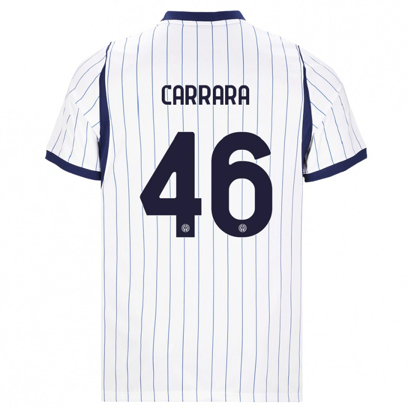 Danxen Bambino Maglia Cristian Carrara #46 Bianco Blu Navy Kit Gara Away 2026/27 Maglietta