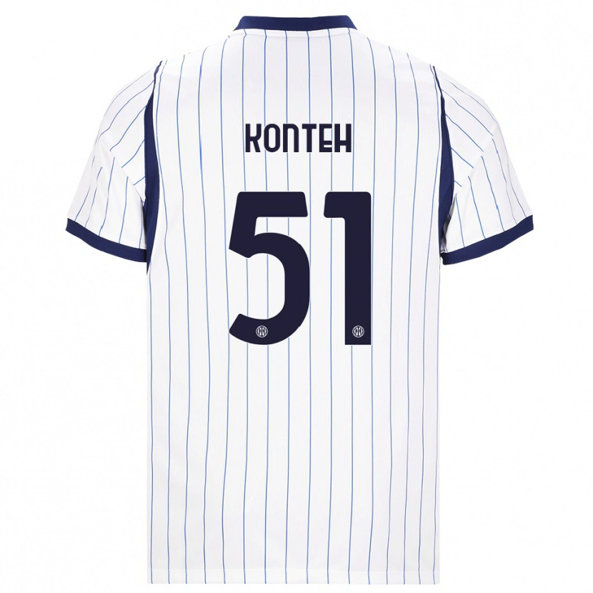 Danxen Bambino Maglia Amadou Konteh #51 Bianco Blu Navy Kit Gara Away 2026/27 Maglietta
