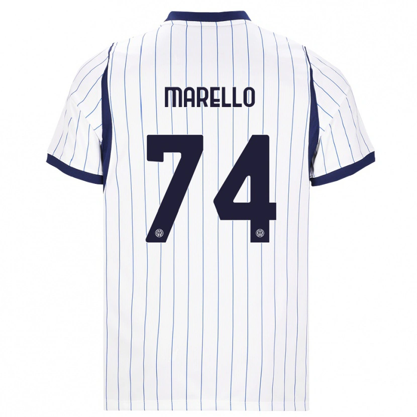 Danxen Bambino Maglia Mattia Marello #74 Bianco Blu Navy Kit Gara Away 2026/27 Maglietta