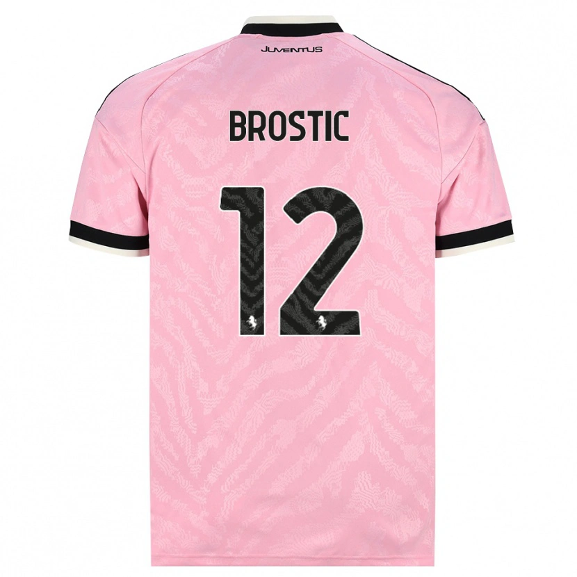 Danxen Bambino Maglia Gabriel Broștic #12 Rosa Nero Kit Gara Away 2026/27 Maglietta