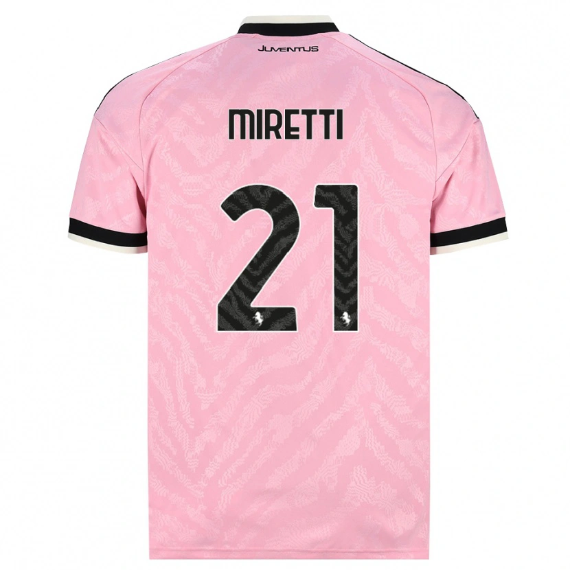 Danxen Bambino Maglia Fabio Miretti #21 Rosa Nero Kit Gara Away 2026/27 Maglietta
