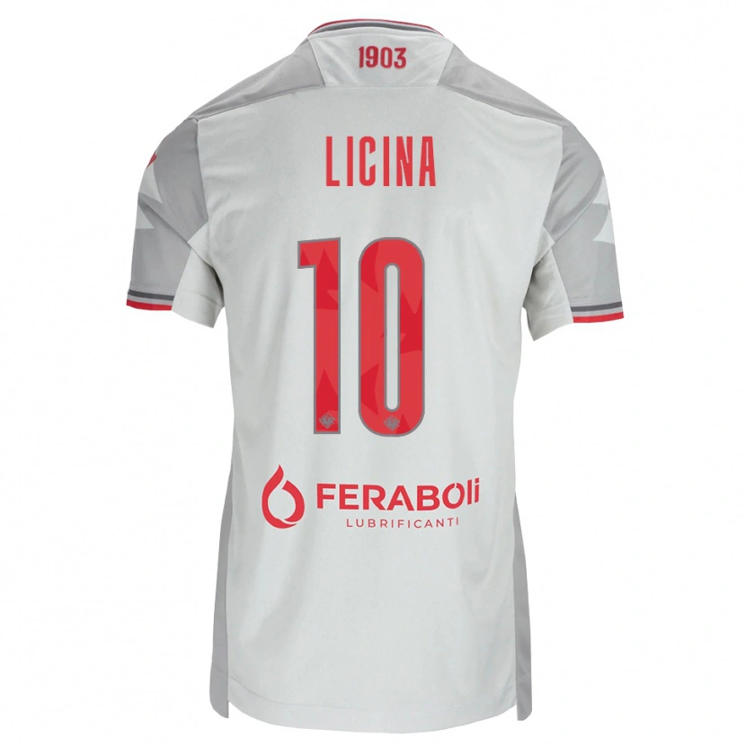 Danxen Bambino Maglia Adin Licina #10 Grigio Bianco Rosso Kit Gara Away 2026/27 Maglietta
