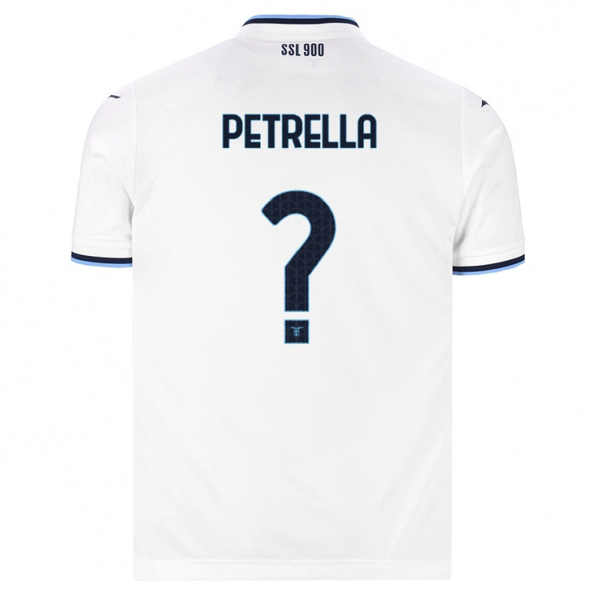 Danxen Bambino Maglia Anthony Petrella #0 Bianco Blu Navy Kit Gara Away 2026/27 Maglietta