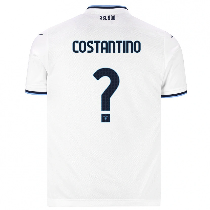 Danxen Bambino Maglia Davide Costantino #0 Bianco Blu Navy Kit Gara Away 2026/27 Maglietta