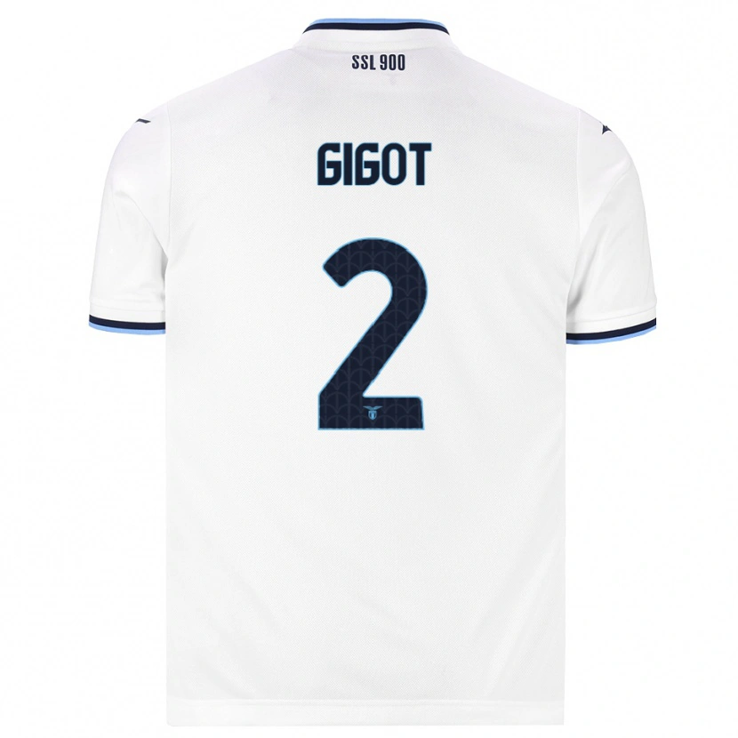 Danxen Bambino Maglia Samuel Gigot #2 Bianco Blu Navy Kit Gara Away 2026/27 Maglietta
