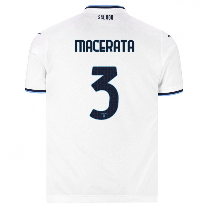 Danxen Bambino Maglia Francesco Macerata #3 Bianco Blu Navy Kit Gara Away 2026/27 Maglietta