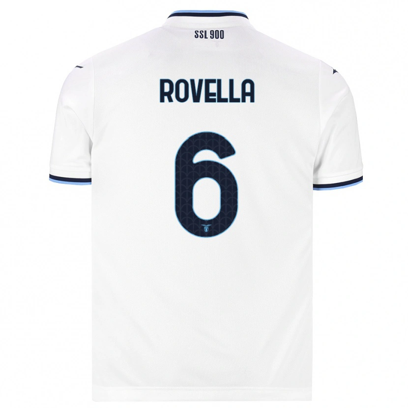 Danxen Bambino Maglia Nicolò Rovella #6 Bianco Blu Navy Kit Gara Away 2026/27 Maglietta