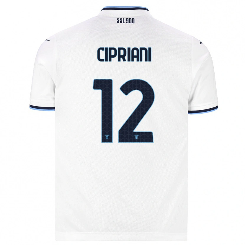 Danxen Bambino Maglia Alessio Cipriani #12 Bianco Blu Navy Kit Gara Away 2026/27 Maglietta