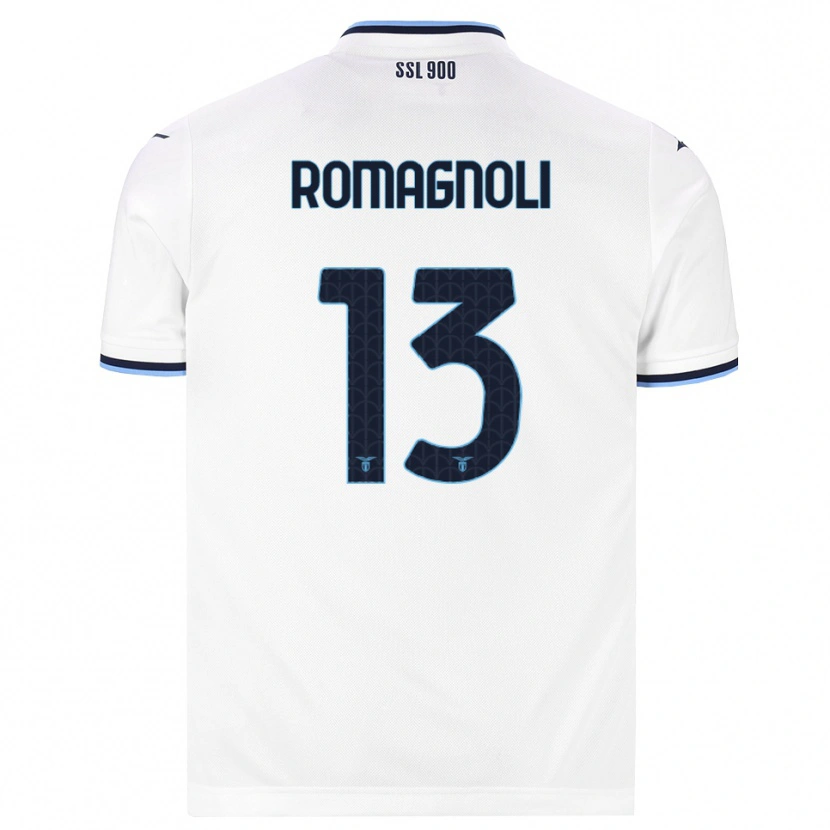 Danxen Bambino Maglia Alessio Romagnoli #13 Bianco Blu Navy Kit Gara Away 2026/27 Maglietta