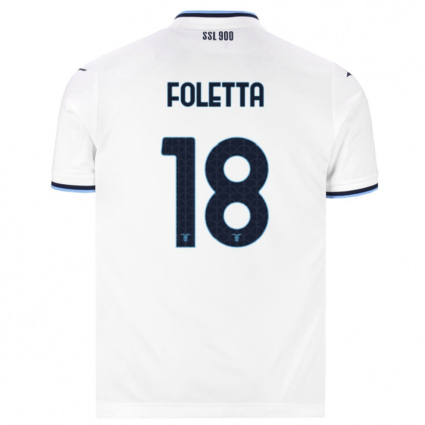 Danxen Bambino Maglia Isabella Foletta #18 Bianco Blu Navy Kit Gara Away 2026/27 Maglietta