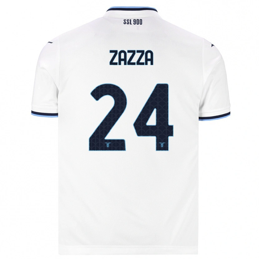 Danxen Bambino Maglia Matteo Zazza #24 Bianco Blu Navy Kit Gara Away 2026/27 Maglietta