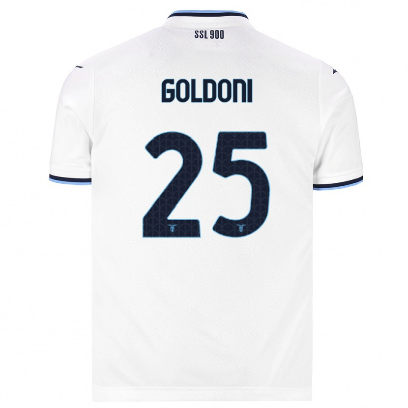 Danxen Bambino Maglia Eleonora Maria Goldoni #25 Bianco Blu Navy Kit Gara Away 2026/27 Maglietta