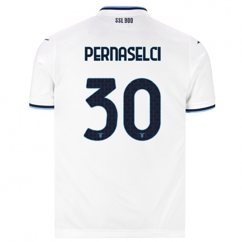 Danxen Bambino Maglia Leonardo Pernaselci #30 Bianco Blu Navy Kit Gara Away 2026/27 Maglietta