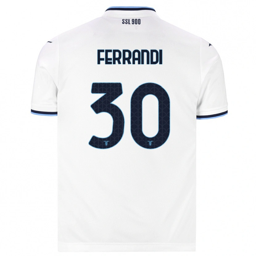 Danxen Bambino Maglia Giulia Ferrandi #30 Bianco Blu Navy Kit Gara Away 2026/27 Maglietta