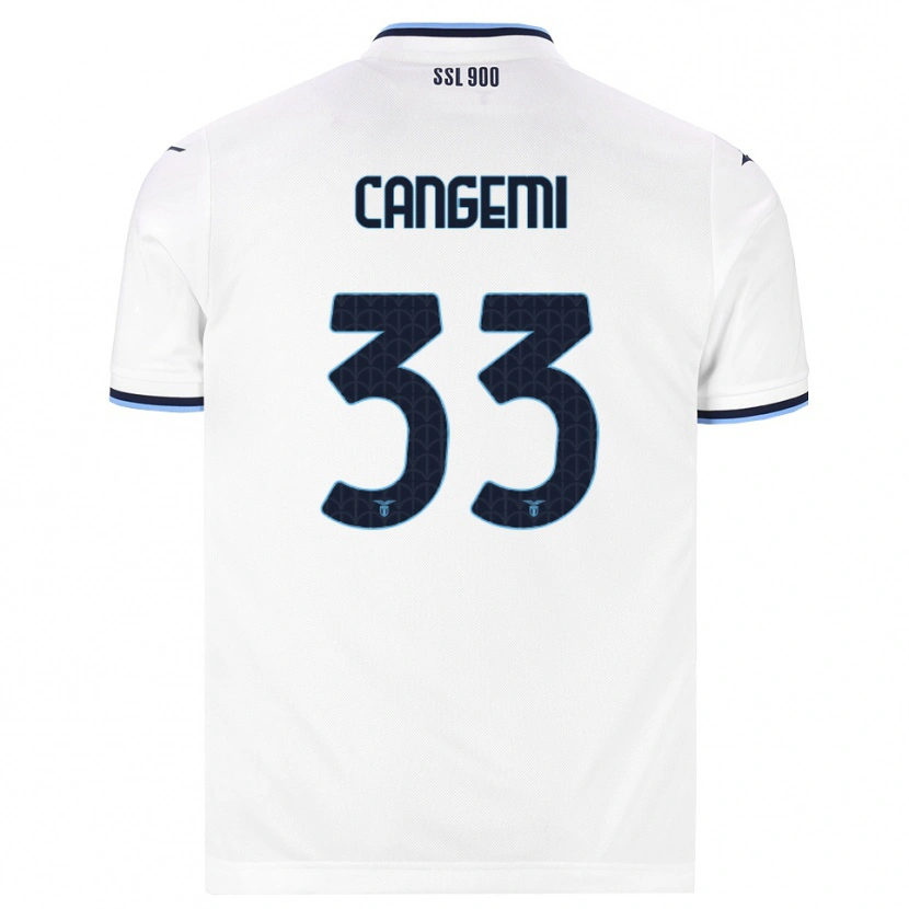 Danxen Bambino Maglia Emanuele Cangemi #33 Bianco Blu Navy Kit Gara Away 2026/27 Maglietta