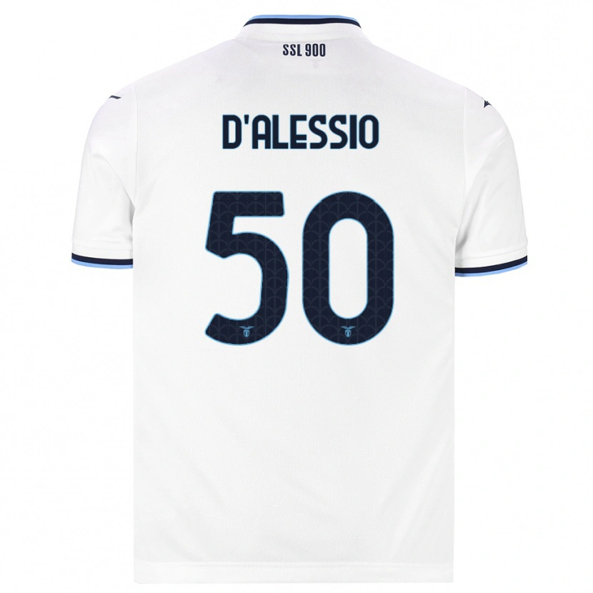 Danxen Bambino Maglia Luigi D'alessio #50 Bianco Blu Navy Kit Gara Away 2026/27 Maglietta