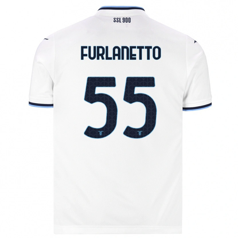 Danxen Bambino Maglia Alessio Furlanetto #55 Bianco Blu Navy Kit Gara Away 2026/27 Maglietta