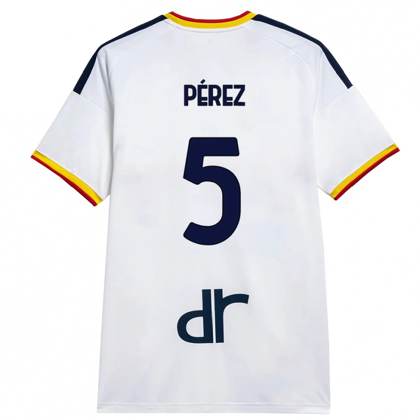 Danxen Bambino Maglia Matías Pérez #5 Bianco Giallo Rosso Kit Gara Away 2026/27 Maglietta