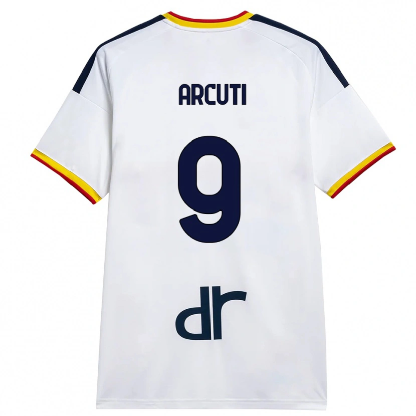 Danxen Bambino Maglia Gabriele Arcuti #9 Bianco Giallo Rosso Kit Gara Away 2026/27 Maglietta