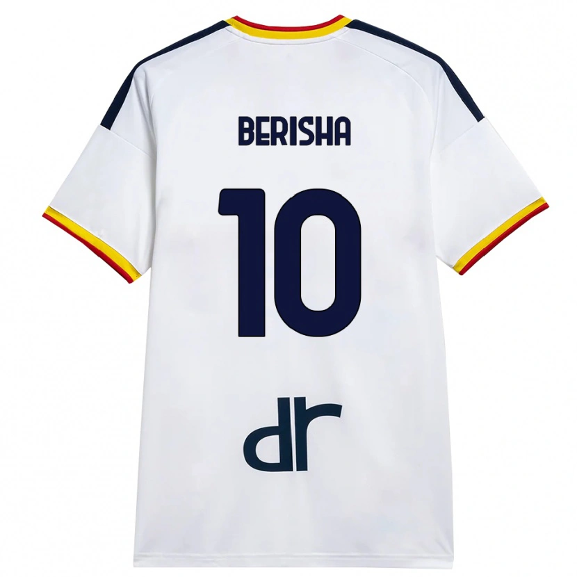 Danxen Bambino Maglia Medon Berisha #10 Bianco Giallo Rosso Kit Gara Away 2026/27 Maglietta