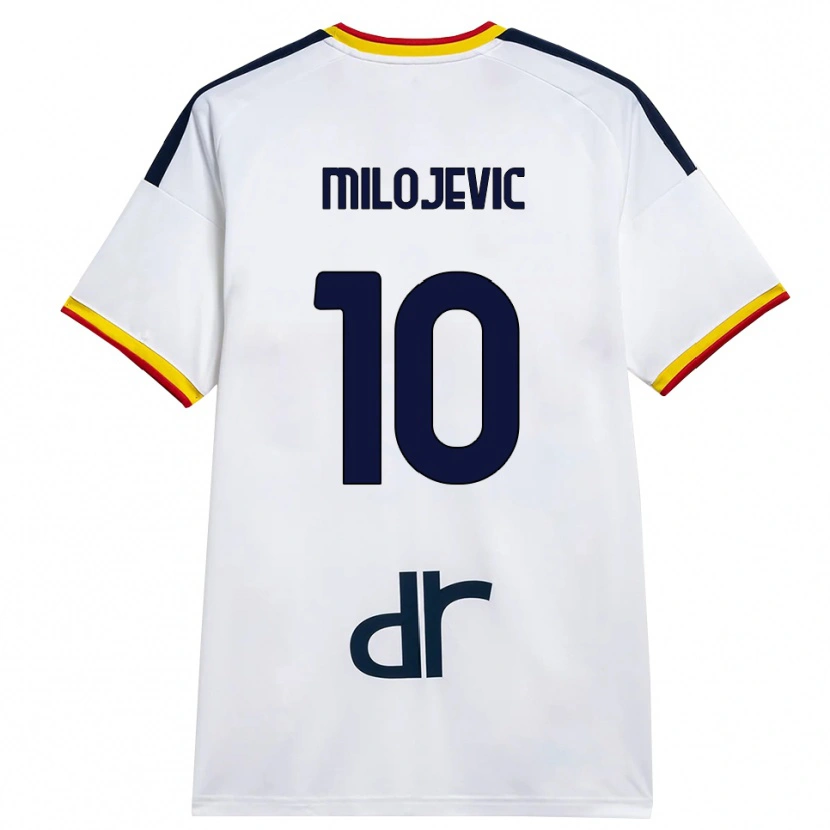 Danxen Bambino Maglia Nemanja Milojevic #10 Bianco Giallo Rosso Kit Gara Away 2026/27 Maglietta