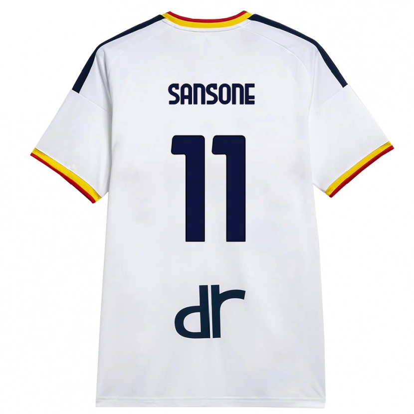 Danxen Bambino Maglia Nicola Sansone #11 Bianco Giallo Rosso Kit Gara Away 2026/27 Maglietta