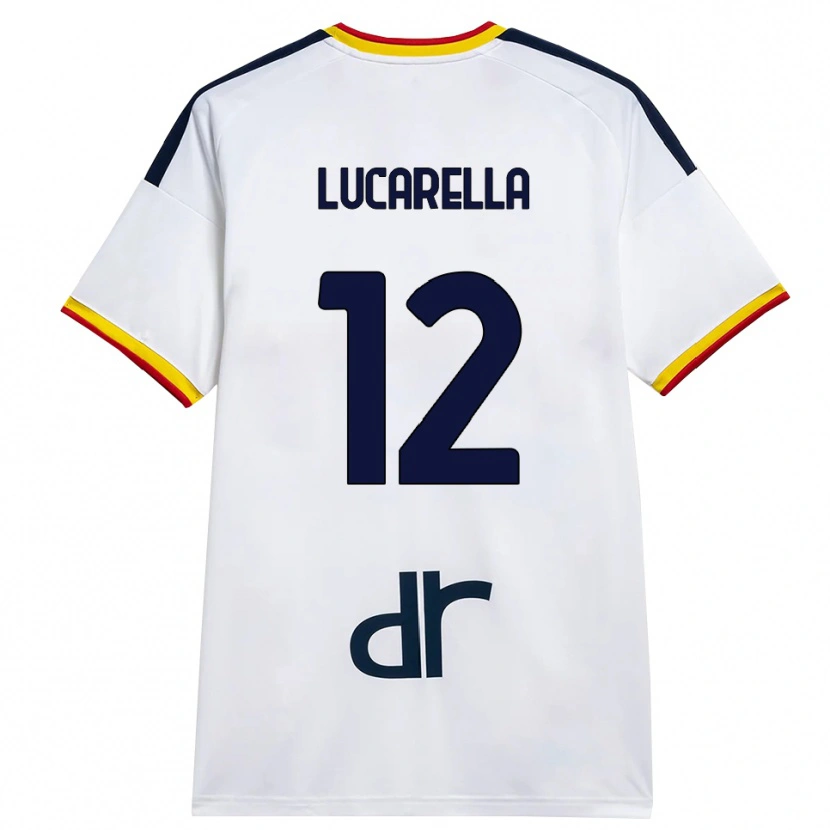 Danxen Bambino Maglia Andrea Lucarella #12 Bianco Giallo Rosso Kit Gara Away 2026/27 Maglietta