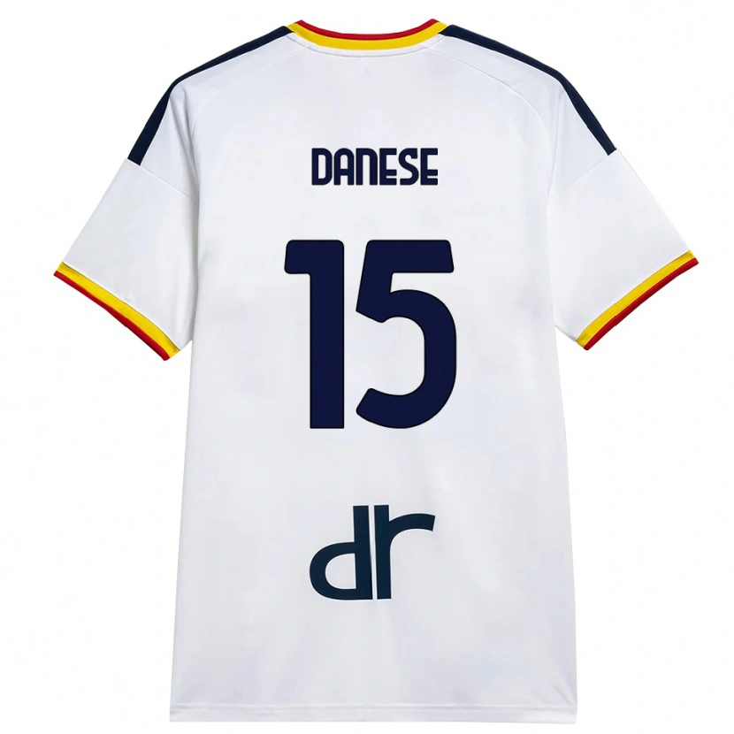 Danxen Bambino Maglia Tommaso Danese #15 Bianco Giallo Rosso Kit Gara Away 2026/27 Maglietta