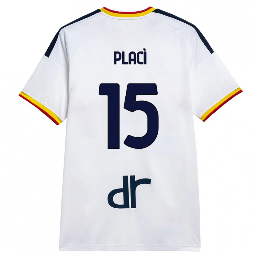 Danxen Bambino Maglia Davide Placì #15 Bianco Giallo Rosso Kit Gara Away 2026/27 Maglietta