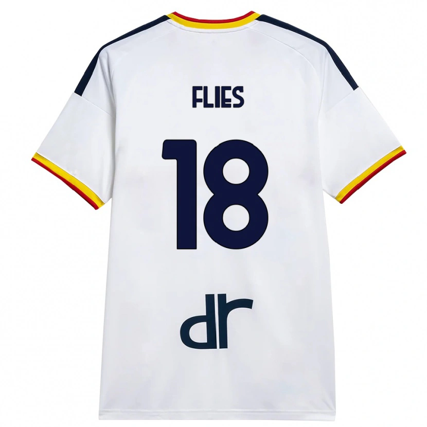 Danxen Bambino Maglia Jarne Flies #18 Bianco Giallo Rosso Kit Gara Away 2026/27 Maglietta