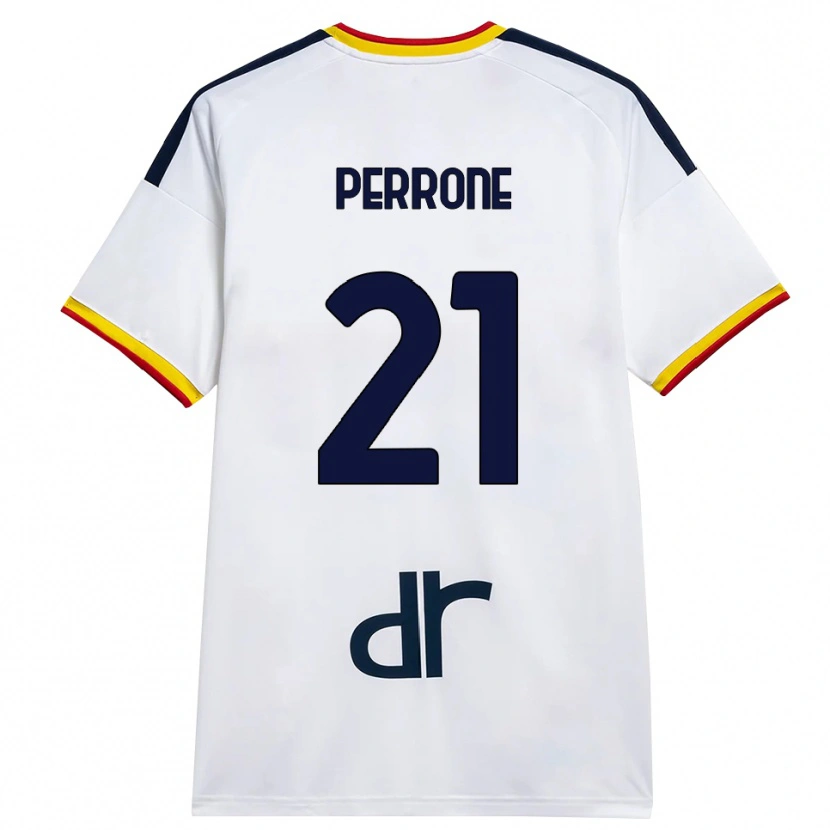 Danxen Bambino Maglia Samuele Perrone #21 Bianco Giallo Rosso Kit Gara Away 2026/27 Maglietta