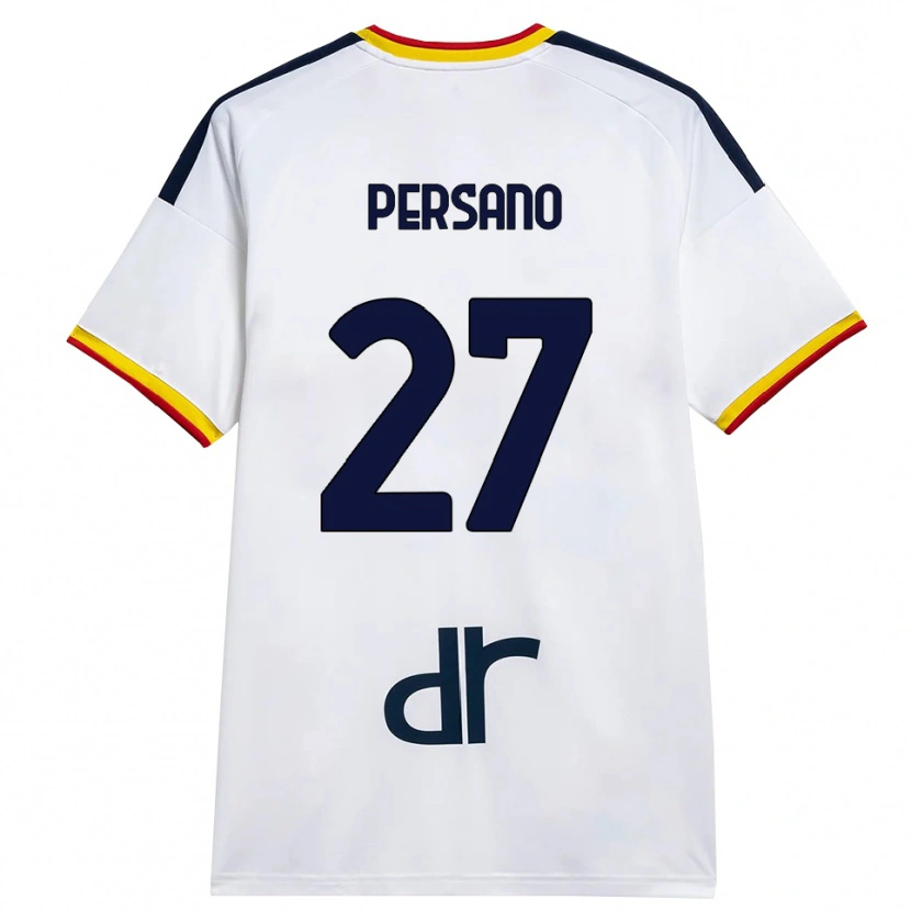 Danxen Bambino Maglia Emanuele Persano #27 Bianco Giallo Rosso Kit Gara Away 2026/27 Maglietta